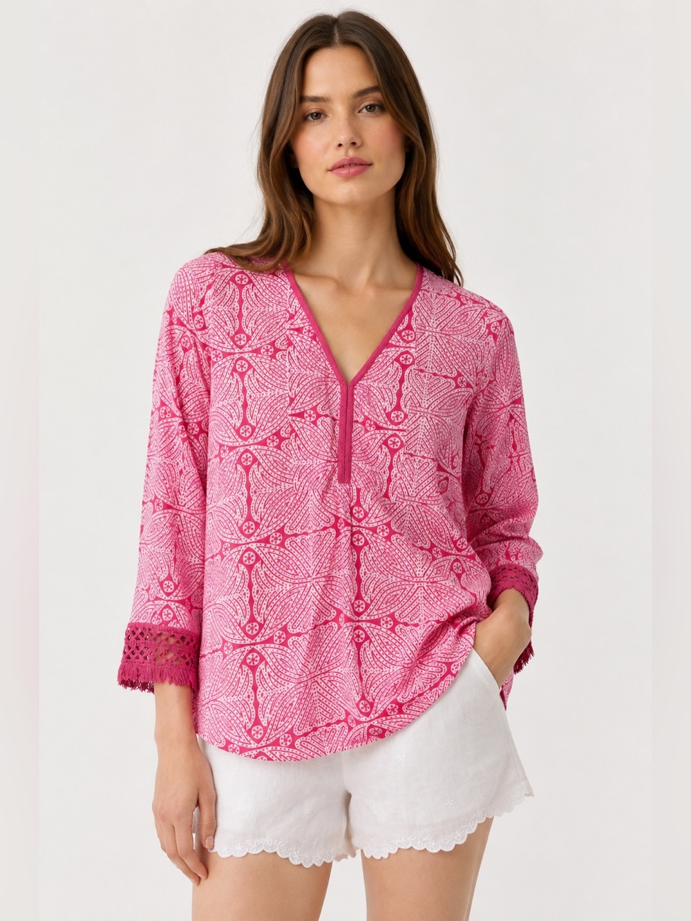 Roberta Roller Rabbit Tunic Pink Patterned Cotton Womens Size XS 201